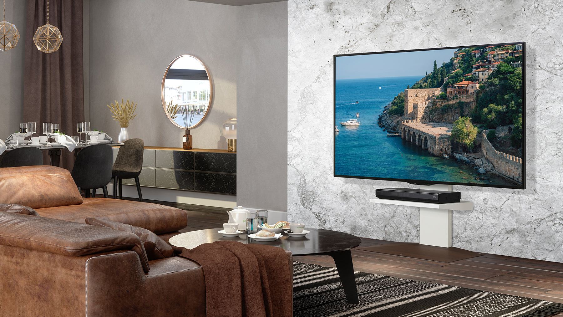 デザイン性と機能性を兼ね備えたテレビスタンドで理想のリビングを。